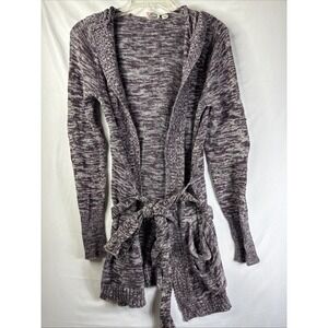 Roxy Womens SP Open Front Hooded Cardigan‎ Sweater Knitwear Purple Gray Heather